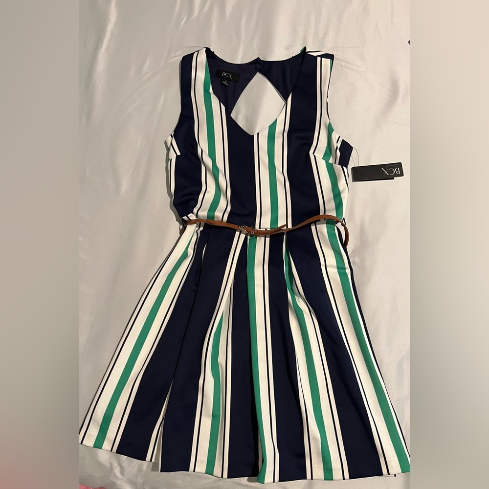 SOLD; NWT BCX Striped Dress with Belt - Picture 1 of 7